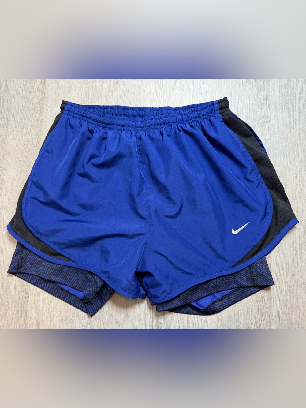 Nike Dri-FIT 2-in-1 Royal Blue Black Running Shorts M